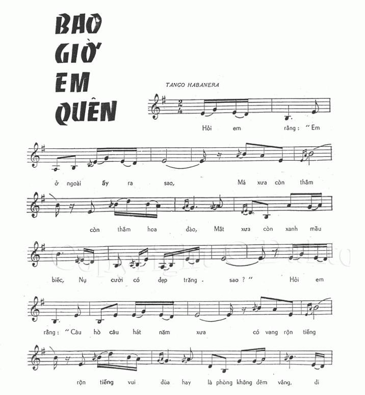 Sheet nhạc Bao Giờ Em Quên